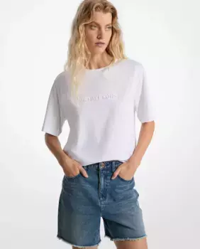 Женская хлопковая футболка с логотипом Michael Michael Kors, белый