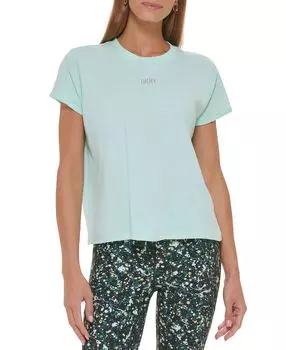 Женская хлопковая футболка с металлическим логотипом DKNY, мульти