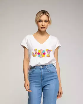 Женская хлопковая футболка с надписью "радость" Tantra, белый