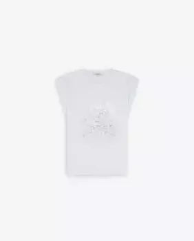 Женская хлопковая футболка с плиссированными рукавами Scalpers, белый