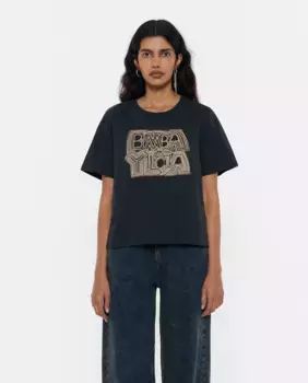 Женская хлопковая футболка с вышитым логотипом Bimba y Lola, черный