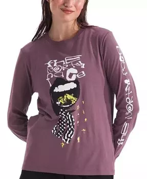 Женская хлопковая футболка Snow с длинными рукавами The North Face, фиолетовый