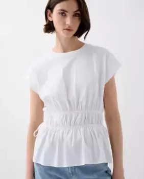 Женская хлопковая футболка со сборками Scalpers, белый