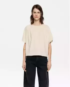 Женская хлопковая футболка со складками на плече Bimba y Lola, белый