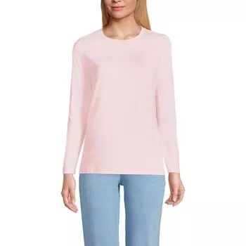 Женская хлопковая футболка свободного кроя с круглым вырезом Lands End Supima Lands' End, цвет Simply Pink