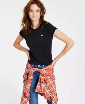 Женская хлопковая футболка The Perfect Crewneck Levi's, черный