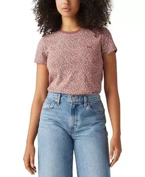 Женская хлопковая футболка The Perfect с круглым вырезом Levi's, розовый