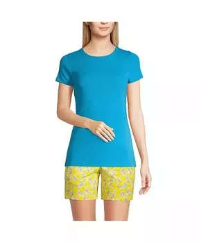 Женская хлопковая футболка в рубчик Lands' End, синий