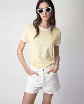 Женская хлопковая футболка Walk University Zadig & Voltaire, желтый