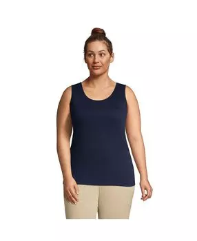 Женская хлопковая майка больших размеров Lands' End