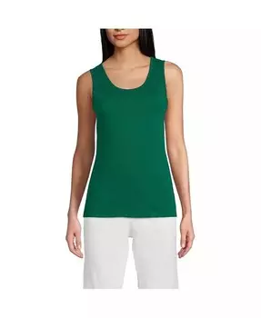 Женская хлопковая майка на бретелях Lands' End, зеленый