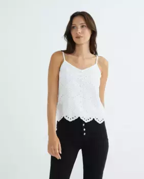 Женская хлопковая майка на бретелях Pieces, белый