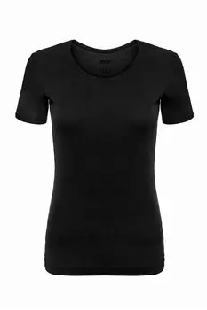 Женская хлопковая майка с круглым вырезом и короткими рукавами 324 TOLIN, черный