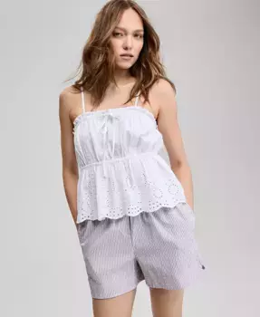 Женская хлопковая майка с кружевными вставками и баской And Now This, белый