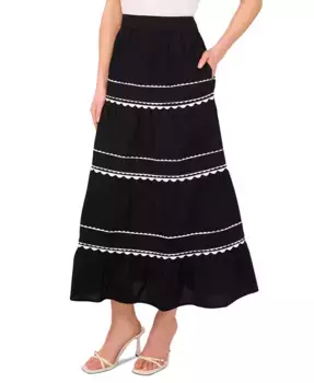 Женская хлопковая многоярусная юбка макси CeCe, черный