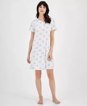Женская хлопковая ночная рубашка Henley с принтом Charter Club, белый