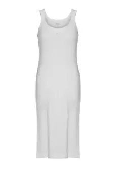 Женская хлопковая ночная рубашка в рубчик с v-образным вырезом и широкими бретелями 1230 TOLIN, белый