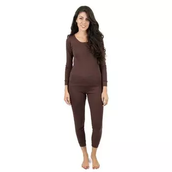Женская хлопковая пижама из двух частей Leveret, нейтральный однотонный цвет Leveret, коричневый
