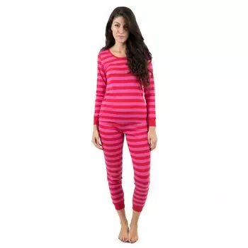 Женская хлопковая пижама из двух частей в полоску Leveret Leveret, красный/розовый