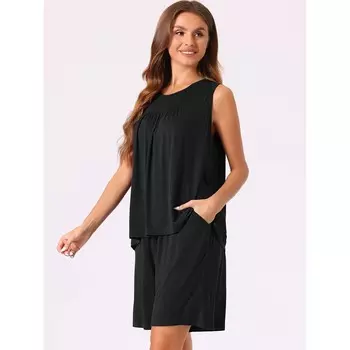 Женская хлопковая пижама, комплект из 2 предметов, свободная эластичная майка, шорты, одежда для сна, большие размеры Cheibear, серый