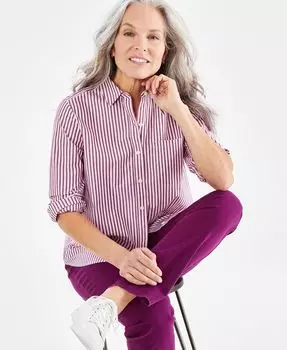 Женская хлопковая рубашка на пуговицах Style & Co, розовый