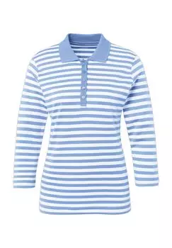 Женская хлопковая рубашка-поло Pima с рукавом 3/4 Tilda Adagio, цвет Blue White