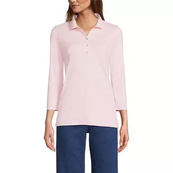 Женская хлопковая рубашка-поло с рукавами 3/4 Lands End Supima Lands' End, цвет Pink Fog