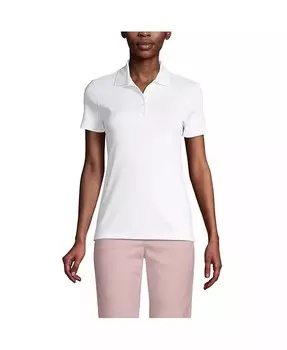 Женская хлопковая рубашка-поло Supima Lands' End, белый