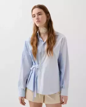 Женская хлопковая рубашка с бантом на талии Scalpers, синий