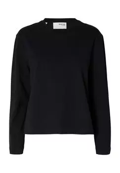 Женская хлопковая рубашка с длинными рукавами SELECTED FEMME, черный