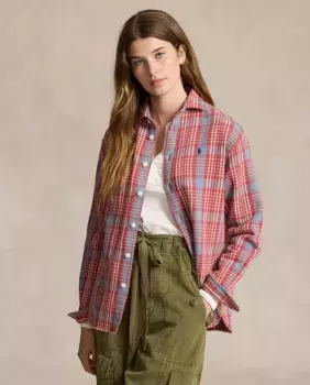 Женская хлопковая рубашка с клетчатым принтом Polo Ralph Lauren, красный