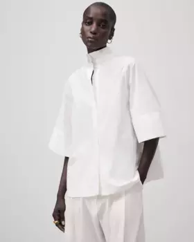 Женская хлопковая рубашка с короткими рукавами Adolfo Dominguez, белый