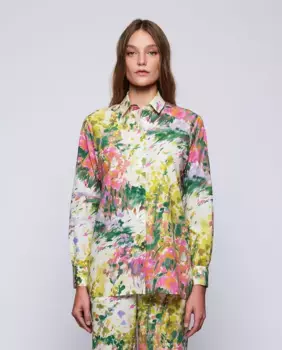 Женская хлопковая рубашка с принтом «мазки кисти» Mirto, мультиколор