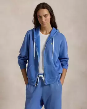 Женская хлопковая толстовка на молнии Polo Ralph Lauren, голубой