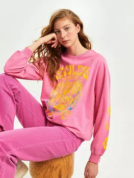 Женская хлопковая толстовка с круглым вырезом и длинным рукавом с принтом Xside