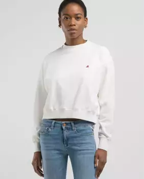 Женская хлопковая толстовка с круглым вырезом Replay, белый