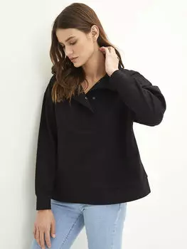 Женская хлопковая толстовка с прямым воротником-стойкой и длинными рукавами LCWAIKIKI Classic