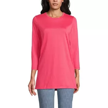 Женская хлопковая туника с круглым вырезом Lands End Supima Lands' End, цвет Rouge Pink