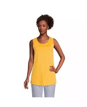 Женская хлопковая туника с круглым вырезом Supima безрукавка Lands' End, желтый