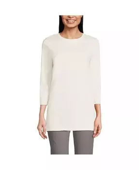 Женская хлопковая туника Supima с рукавом 3/4 Lands' End, белый