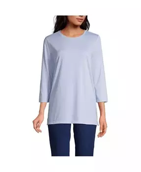 Женская хлопковая туника Supima с рукавом 3/4 Lands' End, синий