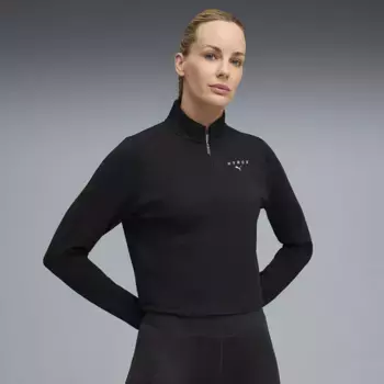 Женская худи HYROX CLOUDSPUN 1/4 ZIP от Puma, черный