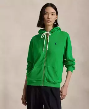 Женская худи на молнии из флиса с хлопком Polo Ralph Lauren, зеленый