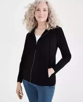 Женская худи на молнии спереди Style & Co, черный