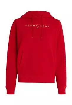Женская худи на шнурке с вышивкой логотипа TOMMY Jeans, цвет Xnl Deep Crimson