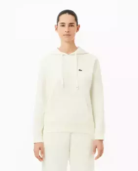 Женская худи расслабленного кроя из двустороннего пике Lacoste, белый