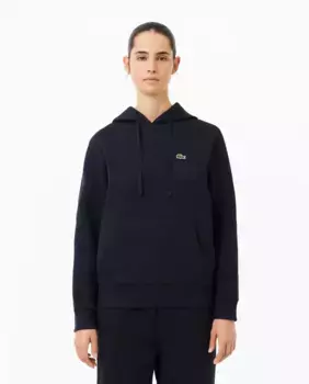Женская худи расслабленного кроя из двустороннего пике Lacoste, темно-синий