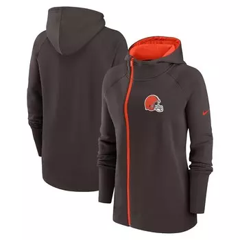 Женская худи с асимметричной молнией во всю длину реглан Nike Brown Cleveland Browns, цвет Brn Brown