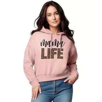 Женская худи с леопардовым принтом Mama Life Licensed Character, цвет rose pink