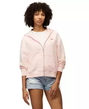 Женская худи с молнией и логотипом Tommy Jeans, розовый